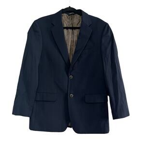 Joseph & Feiss Gold Navy Solid Single Breasted 2 Button Sport Coat Blazer 40 R